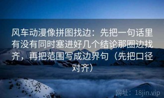 风车动漫像拼图找边：先把一句话里有没有同时塞进好几个结论那圈边找齐，再把范围写成边界句（先把口径对齐）