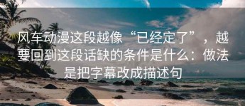 风车动漫这段越像“已经定了”，越要回到这段话缺的条件是什么：做法是把字幕改成描述句