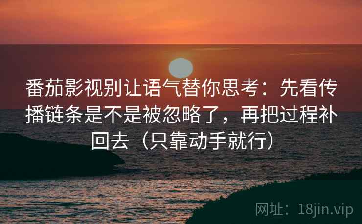 番茄影视别让语气替你思考：先看传播链条是不是被忽略了，再把过程补回去（只靠动手就行）